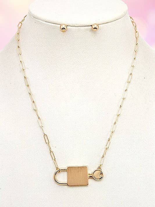 KEY LOCK PENDANT NECKLACE SET for wholesale by Andrea Bijoux