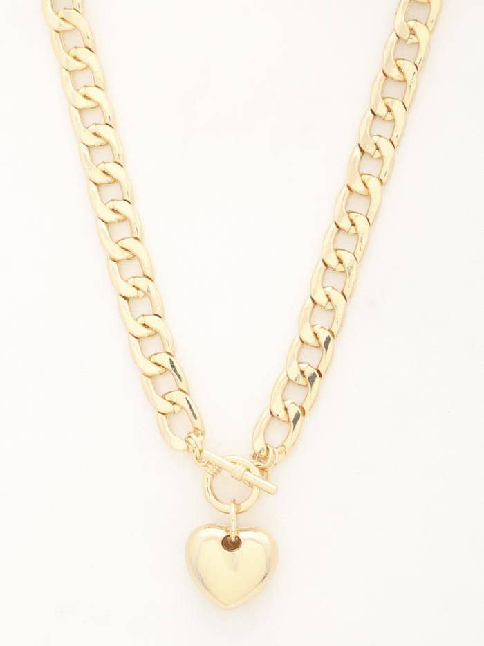 BASIC CHUNKY CHAIN WITH HEART PENDANT NECKLACE for wholesale by anbfashion