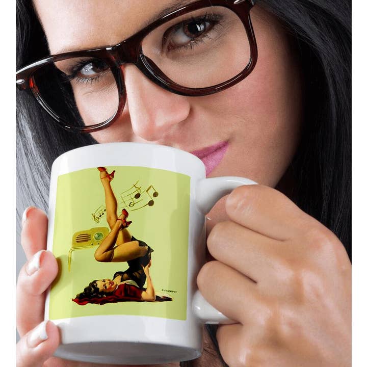 3dRose - Wholesale Coffee Mug - 3dRose, Print of Elvgren Pinup Loving That Music With Old Radio, Mug9