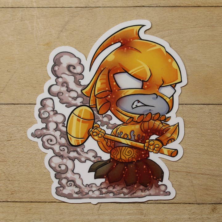 Autocollant Purphoros, dieu de la forge pour la vente par Mega Chibi