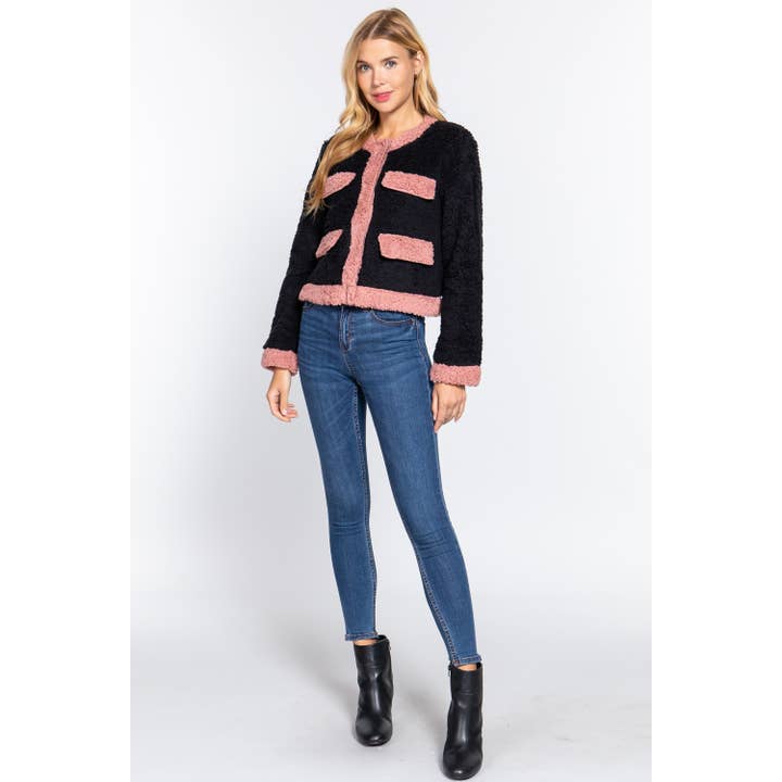 Paperdoll - Wholesale Jacket - Women's - LONG SLV POCKET DETAIL FAUX FUR JACKET