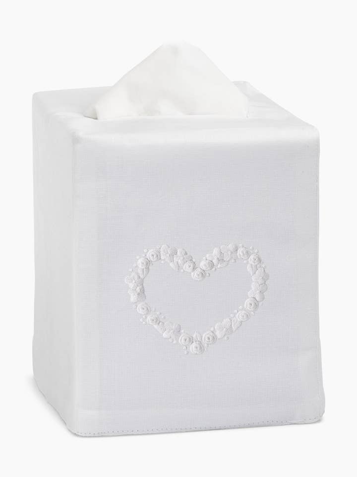 Couverture de boîte à mouchoirs coeur fleur blanc pour la vente par Henry Handwork