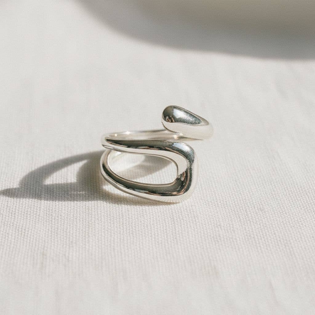 paperln - Wholesale Band/Stacked Ring - Stylish Geometric Open Ring in Stainless Steel0