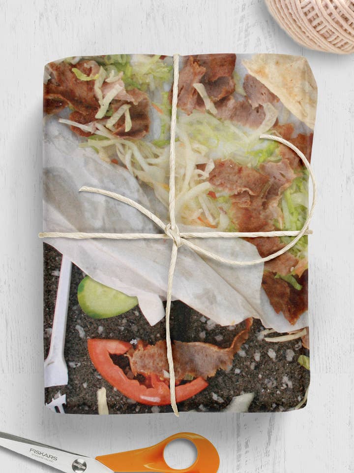 Funny Gift Wrap - Kebab **Pack of 2 Sheets Folded** for wholesale by Brainbox Candy