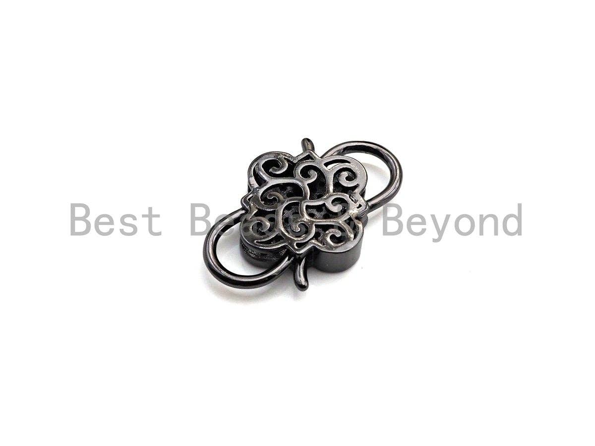 BestBeads&Beyond - Wholesale Clasp - CZ Micro Pave Clover InterLock Clasp, Buckle Interlock, Interlocking Clasp Fastener, 16x26mm, sku#H2863