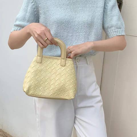Pretty Persuasions - Wholesale Top Handle Bag - Women's - P24073 Mini Woven Top-Handle Crossbody Bag w/Cosmetic Pouch