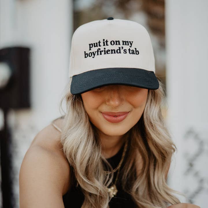 Katydid - Wholesale Baseball Cap - Women's - Put It On My Boyfriend's Tab Two-Toned Wholesale Vintage Hat