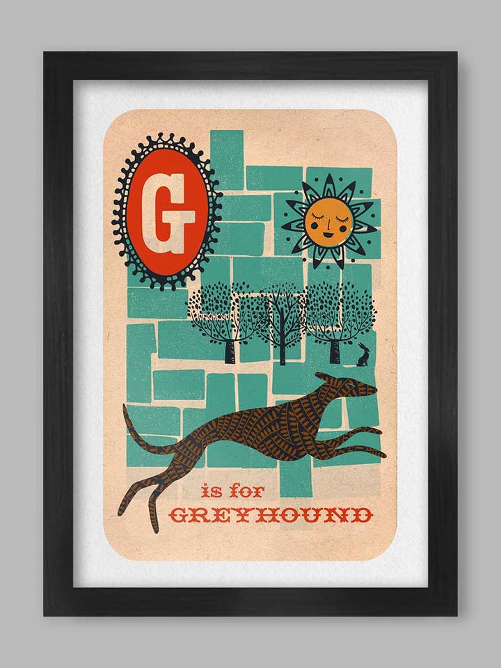 G is for Greyhound Poster Print for wholesale by The Northern Line