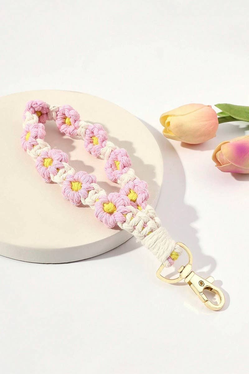 ASSORTED  ,..0626 Tik Tok Daisy Flower Wristlet Keychain, Pack Of 5 SI-26542 for wholesale on Faire10