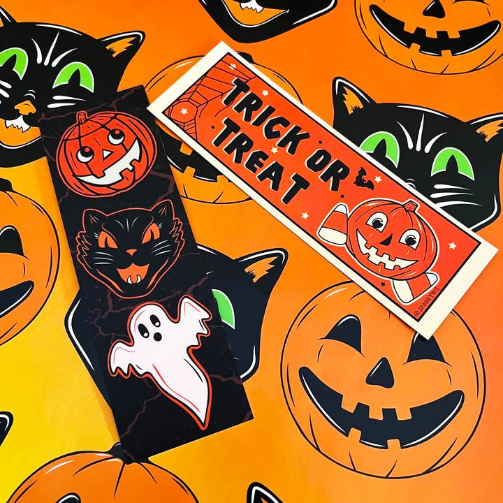 Vintage Halloween Inspired Bookmark Spooky Trio for wholesale by October 31st