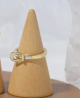 HoopLa – wholesale Band/stacked ring – Buckle UP- Stainless Steel Saddle Up Belt Ring- 14K Gold3