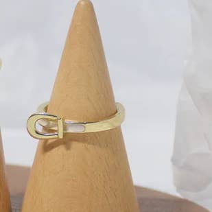 HoopLa - Wholesale Band/stacked ring - Buckle UP- Stainless Steel Saddle Up Belt Ring- 14K Gold3