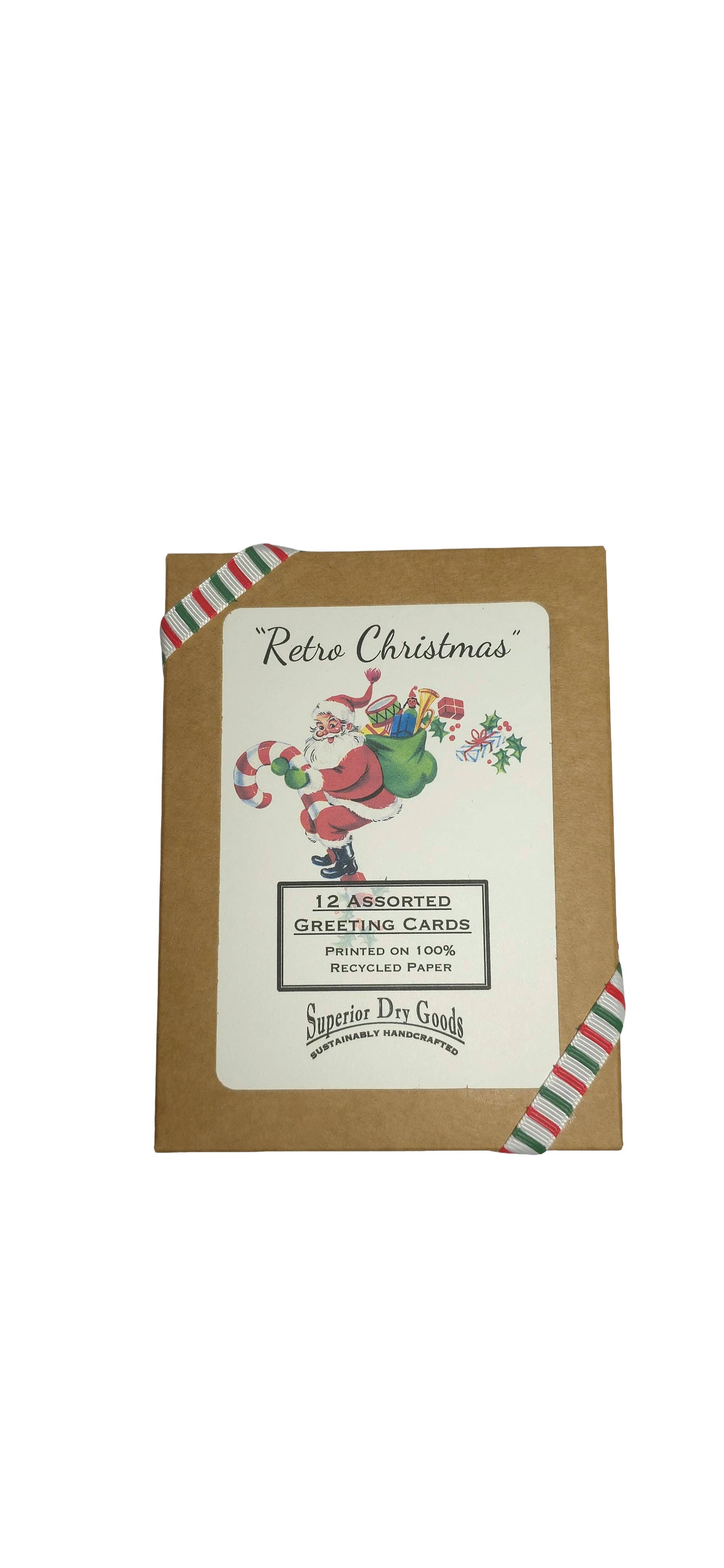 Superior Dry Goods - Wholesale Christmas Card - "Retro Christmas" Recycled Greeting Card Set of 12, Vintage