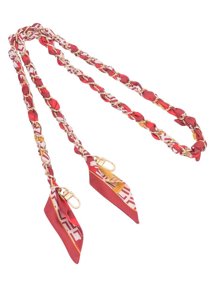 Gold Phone Chain with Scarf Red - Long for wholesale by Gemelli