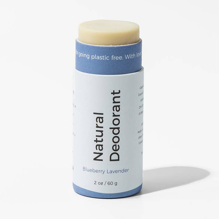 Kompostierbares natürliches Deodorant - Blaubeere Lavendel für den Großhandel von Oliver Flynn Plastic Free Shop