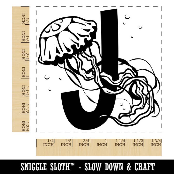 Sniggle Sloth - Vente Tampon encreur/décoratif - Tampon carré en caoutchouc pour méduses, lettre de l'alphabet animal, lettre J, pour estampage1