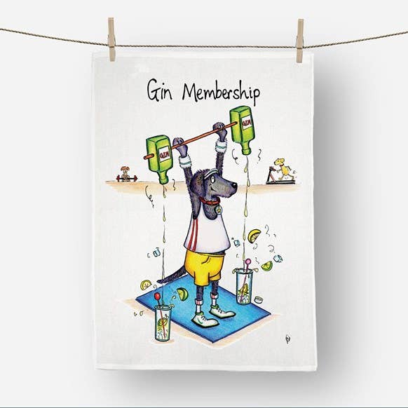 Gin Membership Tea Towel for wholesale by Draw UK