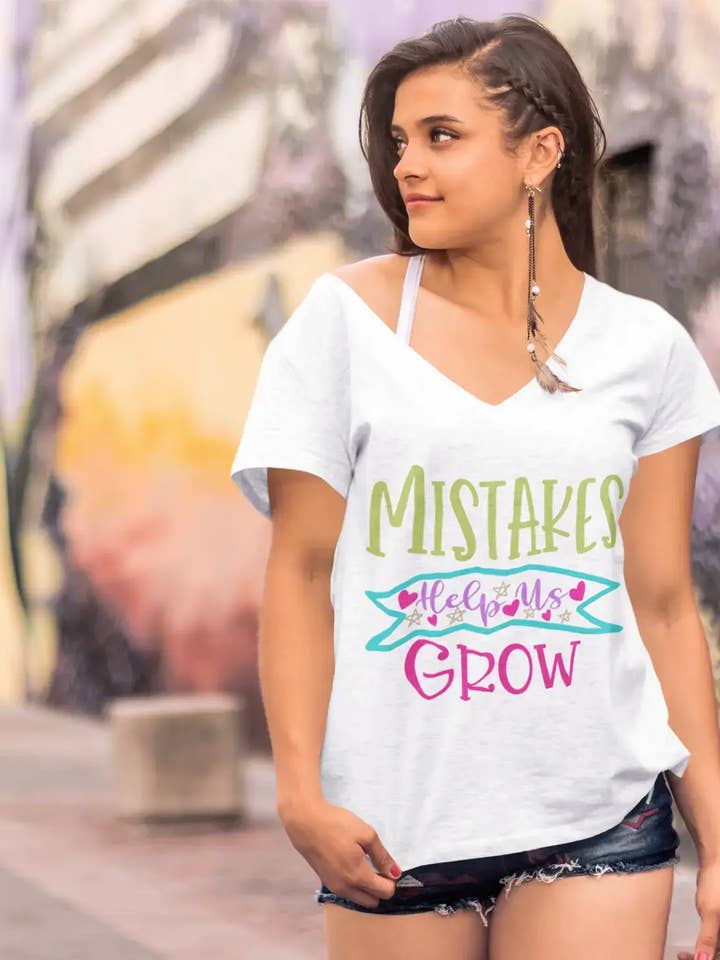 ULTRABASIC Women's T-Shirt Mistakes Help Us Grow - Short Sleeve Tee Shirt Tops for wholesale by ULTRABASIC