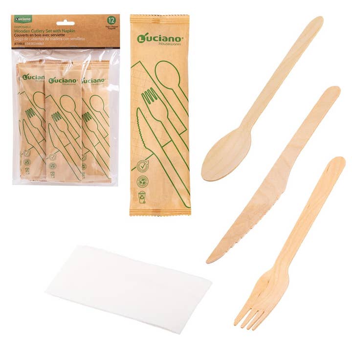 Luciano Gourmet - Wholesale Assorted Cutlery Set - Luciano Gourmet Disposable Wooden Cutlery6