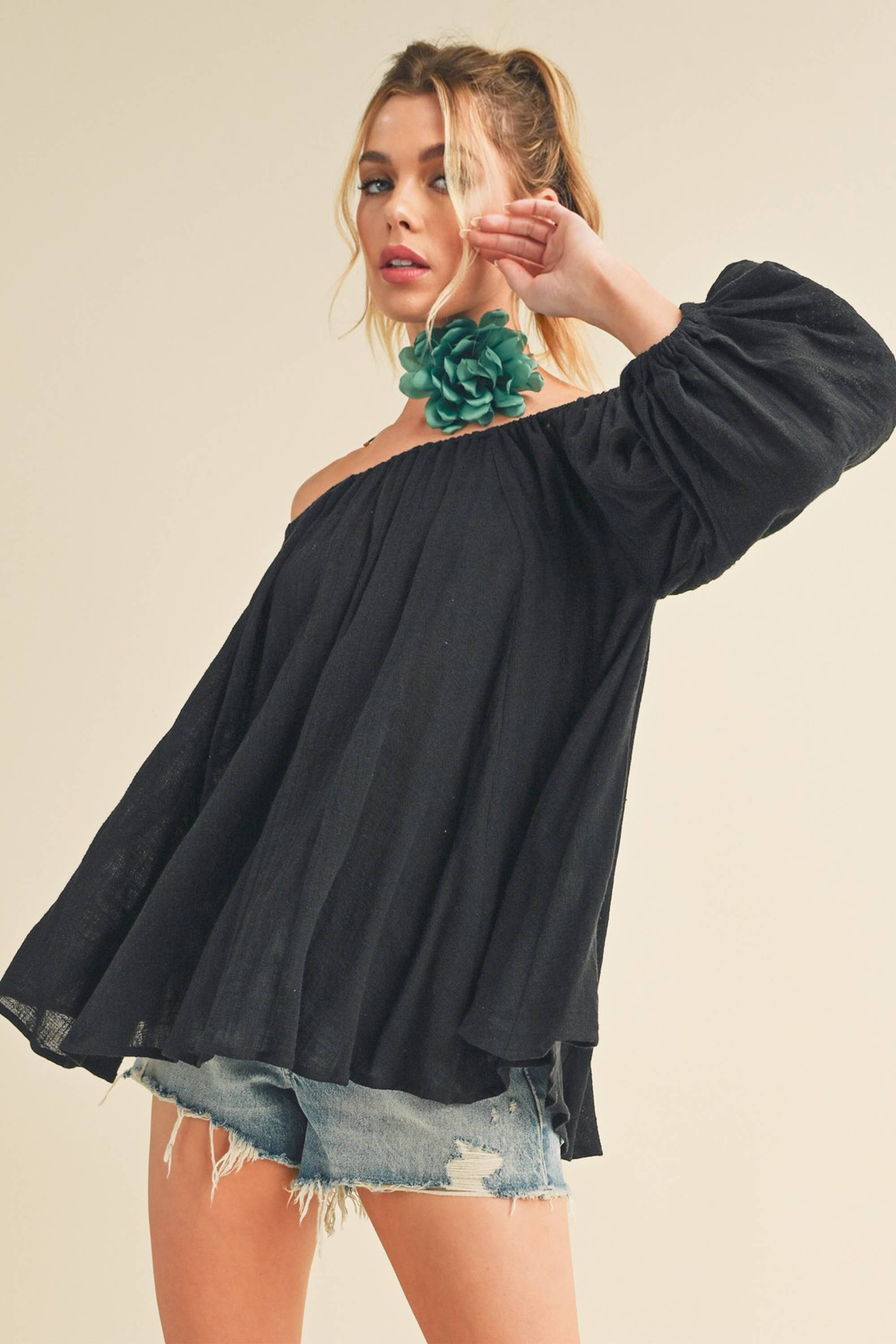 AEMI + CO - Wholesale Dress - Women's - 495DN Nately Off Shoulder Tunic Dress 62