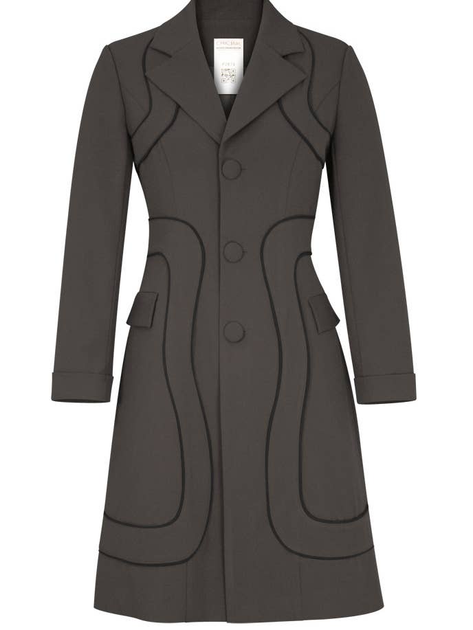 Veste Chic Star Curve Detail en gris bleu 062824 pour la vente par CHIC STAR