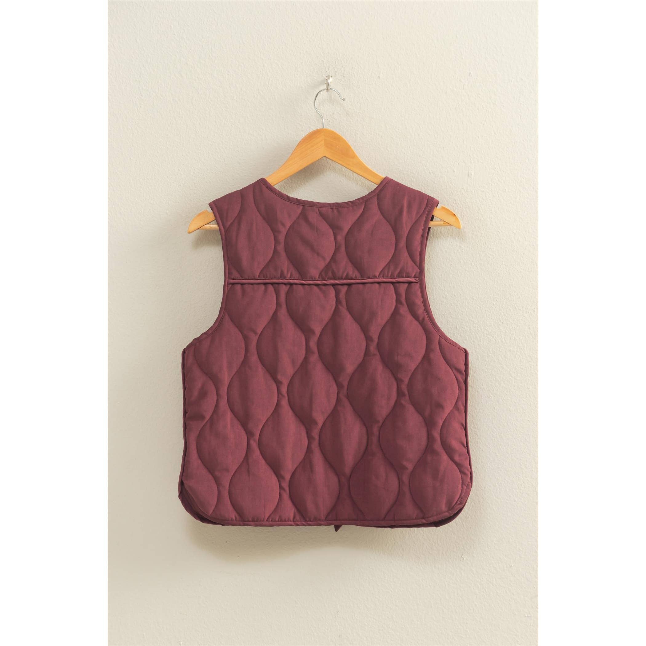 Double Zero - Wholesale Outerwear Vest - Women's - Quilted Vest With Tie-Front And Patch Pockets18