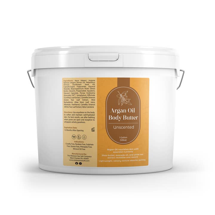 The Midwest Sea Salt Company - Wholesale Body balm/butter - Unscented Argan Oil Body Butter - 1 Gallon1