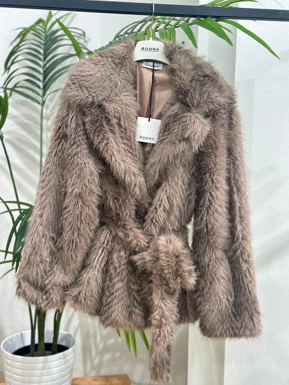 ADORA - Wholesale Fur/Faux Fur Coat - Women's - Eco fur jacket with sash1