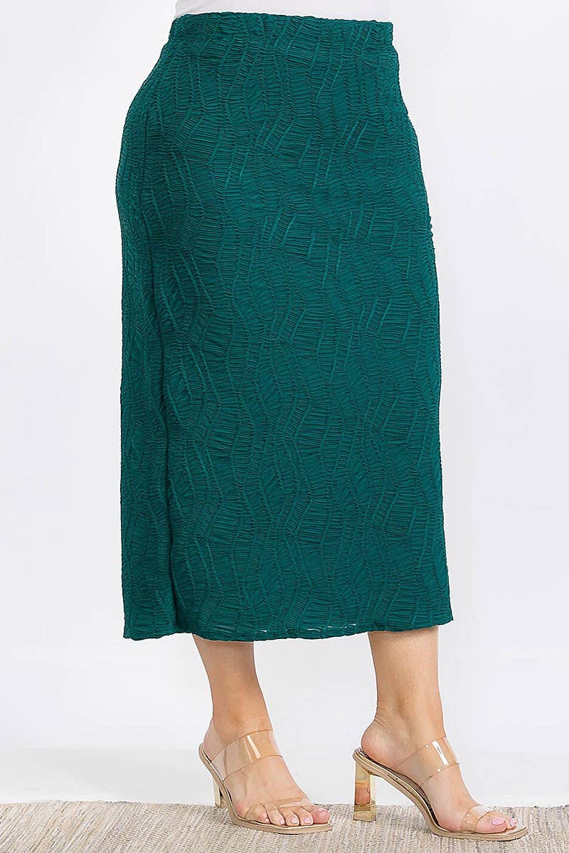 ROUSSEAU – Engroshandel Nederdel - Dame – MAKSINEDERDEL MED ELASTISK TALJE OG RYNKEDETALJER5