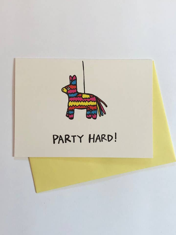 Party Hard, Piñata Birthday Card for wholesale by Marigold Paper