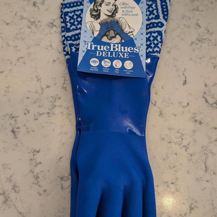 True Blues Deluxe Gauntlet Dishwashing Gloves for wholesale by Garden Works