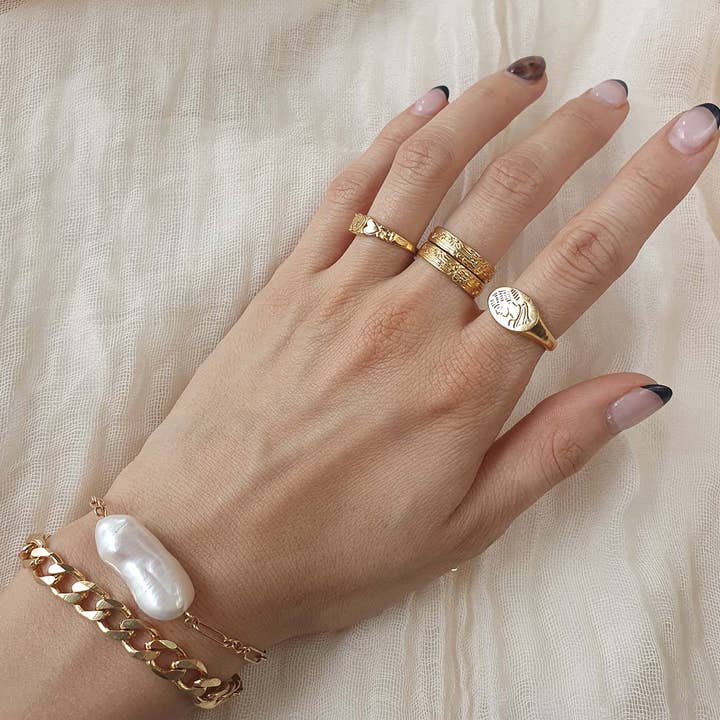 S-kin Studio Jewelry - Wholesale Signet Ring - Roma III Signet Ring - Gold Fill4