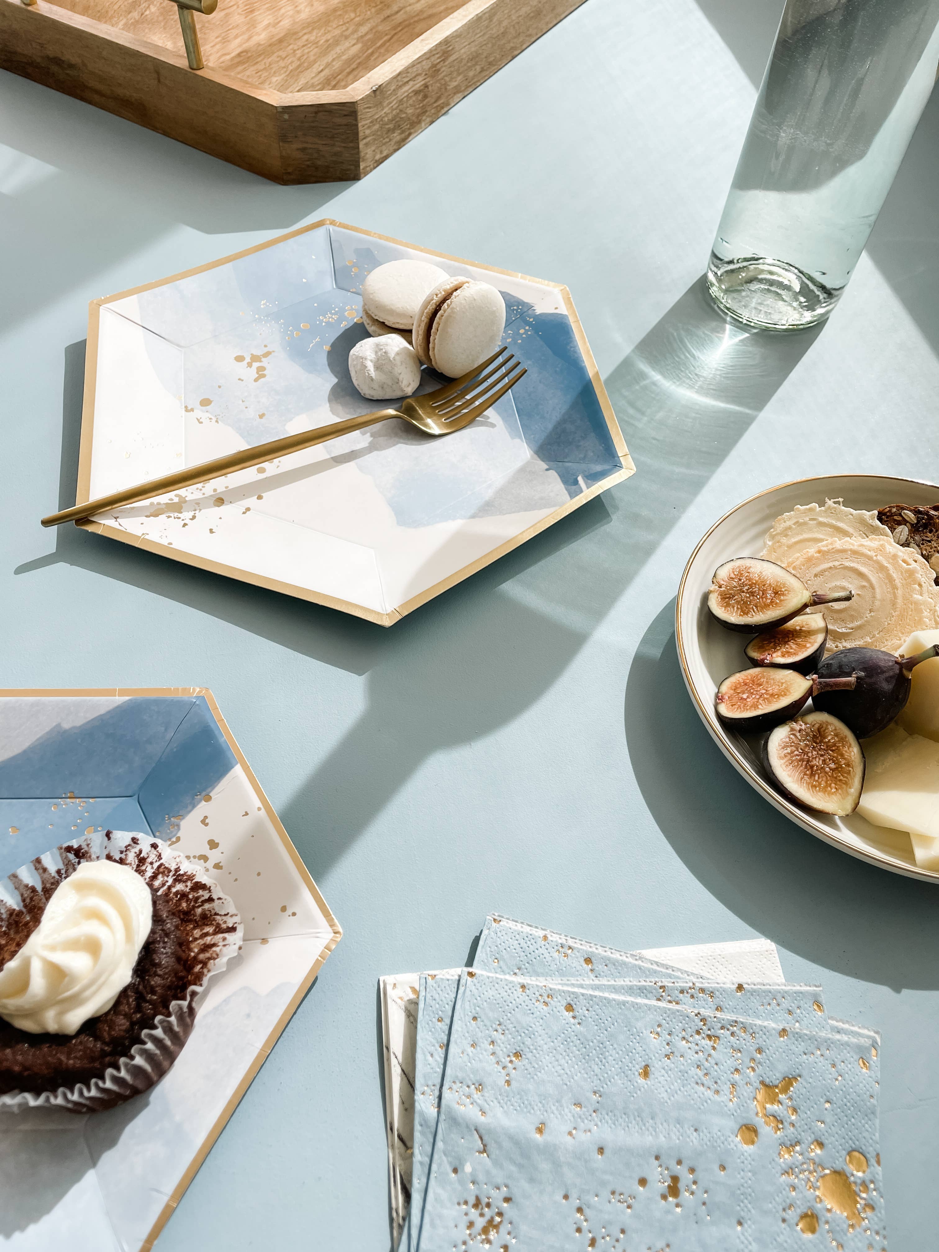 Harlow & Grey – Engroshandel Engangsserviet – Malibu - Blå akvarel cocktailpapirservietter13