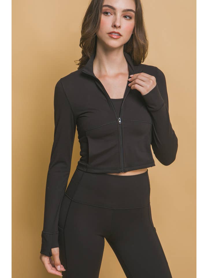 42POPS - Wholesale Jacket - Women's - 1002 Active Mock Neck Full Zip Thumb Hole Jacket w/ Pockets SI-271