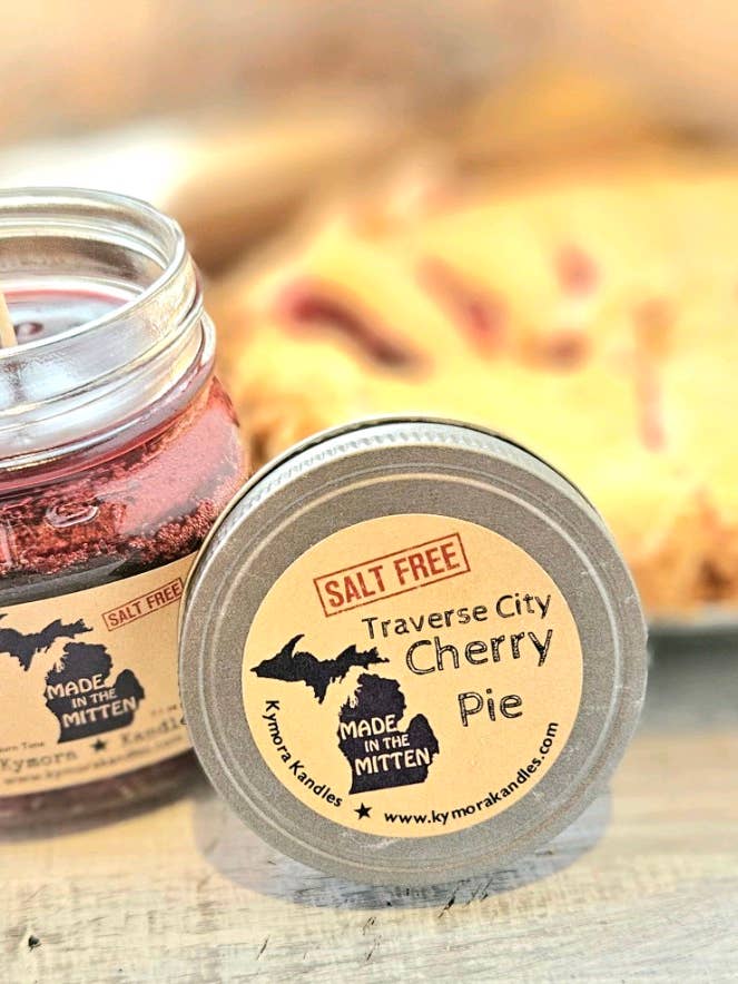 Mini Mason Jar Candle - Traverse City Cherry Pie for wholesale by Kymora Kandles