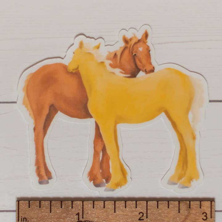 Sorrel och Palomino föl klistermärke för wholesale av Western Rose Studios