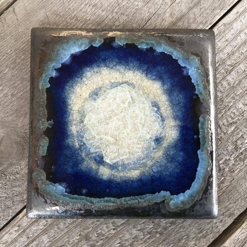 Dock 6 Pottery - Vente Sous-verre - Sous-verre Geode Crackle, individuel, 4 « x 4", verre fondu27