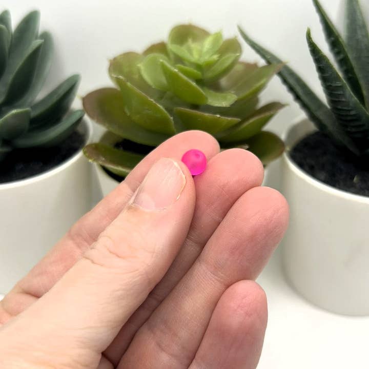 Guerrilla Charm - Wholesale Beads - 6mm Bright Pink Frosted Glass Beads2