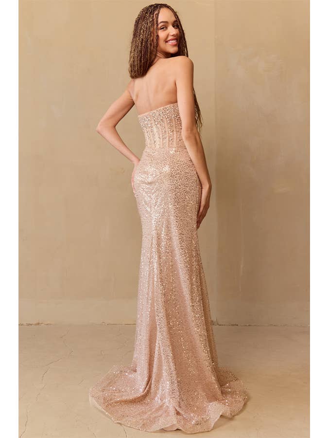 Babyfox Apparel - Vente Robe de soirée – femme - Robe bustier corset à sequins sans manches/sans bretelles1