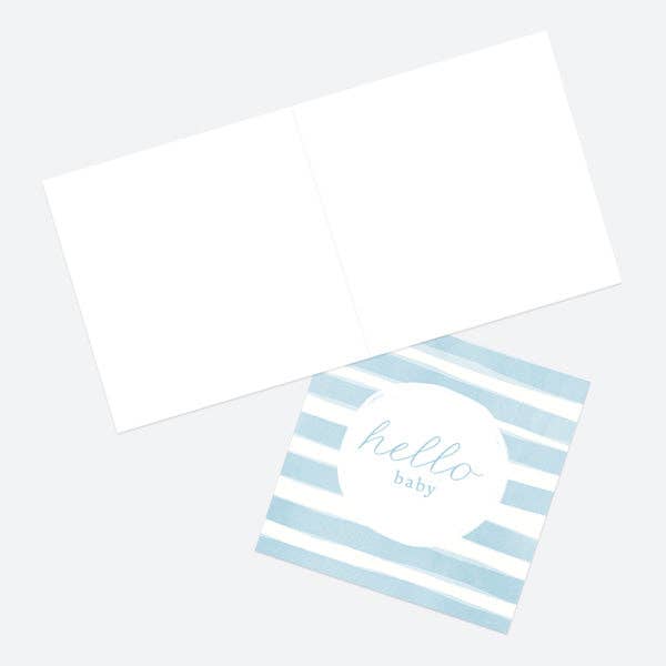 Dotty About Paper – wholesale Baby card – New Baby Card - Watercolour Stripes - Blue2