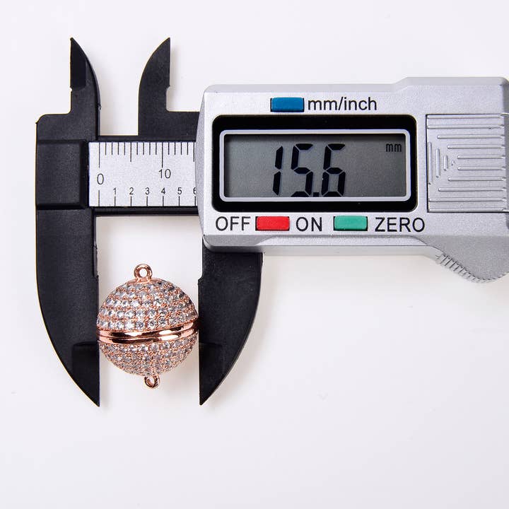 Beads Creation - Wholesale Clasp - Gold Filled Strong Magnetic Ball Clasp CZ Micro Pave, CL2483