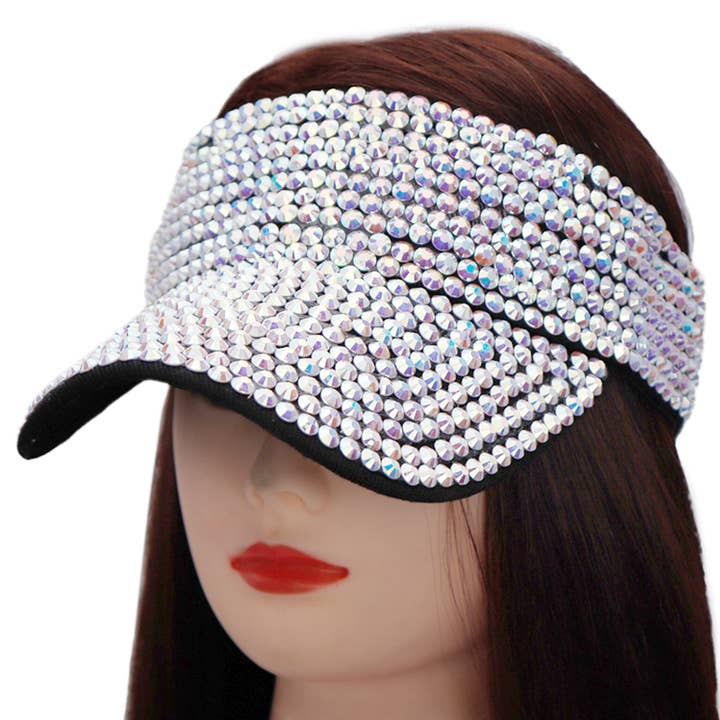 Cap Zone - Wholesale Visor - Women's - Bling Rhinestone Embellished Twill Acrylic Visor