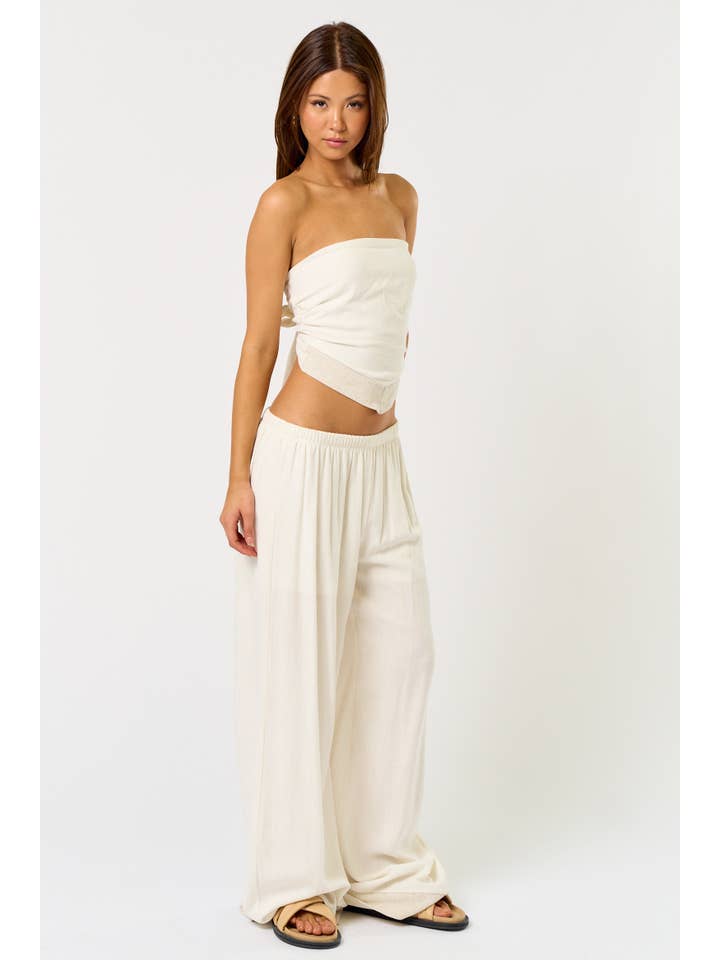 IVORY BS403 Scarf Top Cropped with Pants for wholesale on Faire