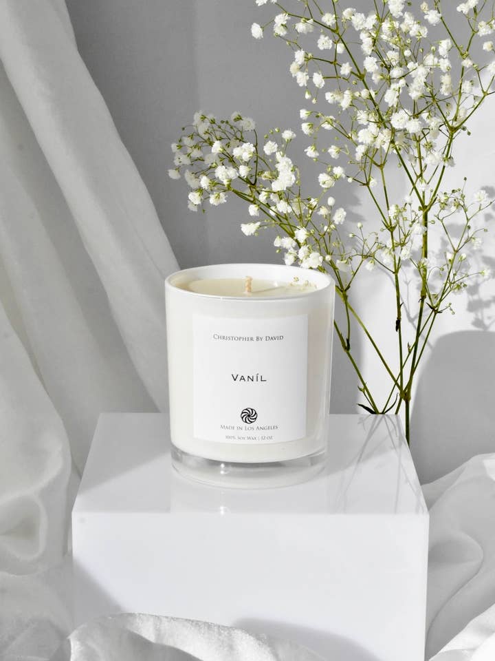 Vaníl Bougie 100 % cire de soja 12 oz pour la vente par Christopher By David