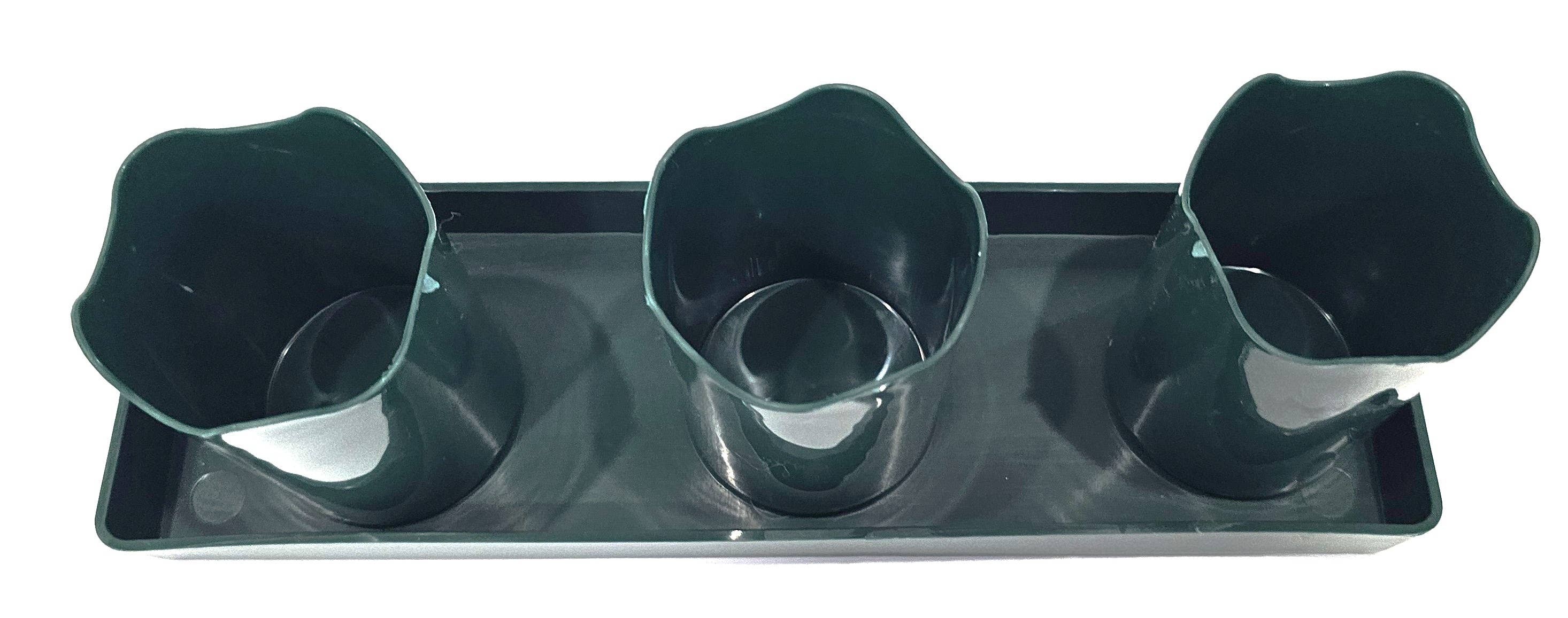 Austin Planter - Wholesale Plant Pot - Wavy 2-inch APW Flower 3-Pots with 1-Rectangle Saucer1