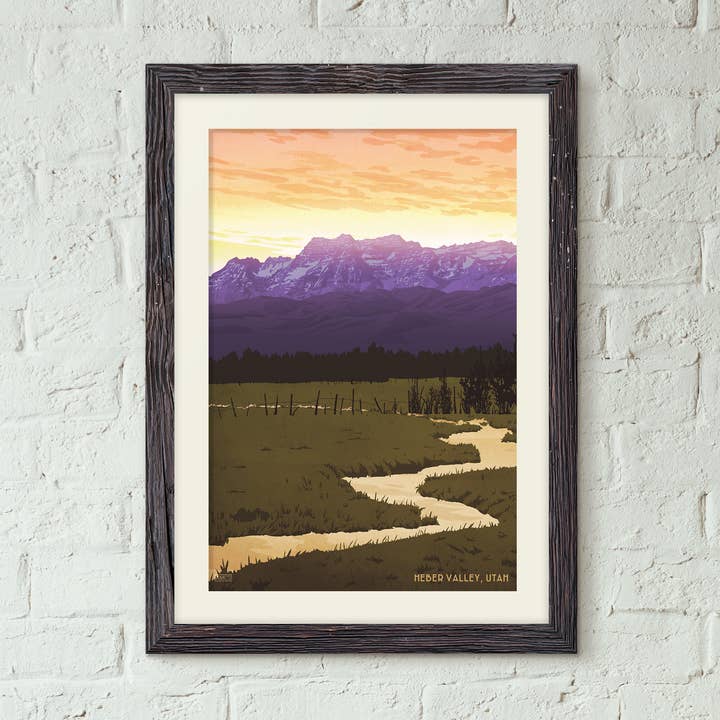 Utah, Heber Valley - Affiche de voyage vintage pour la vente par Missy Ames Design and Illustration