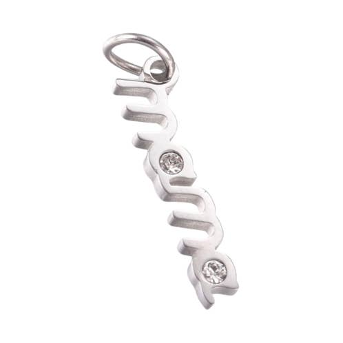 Silver Mama Signature with Cubic Zirconia Charm for wholesale by The Charm Bar Company