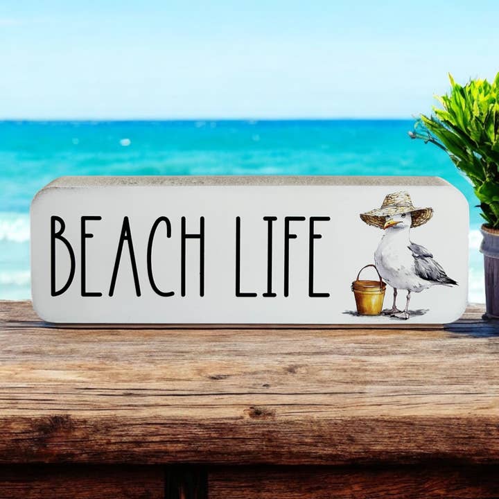 Beach Life - Coastal Décor Rustic Wood Summer Beach Sign  for wholesale by Inkwood Crafters