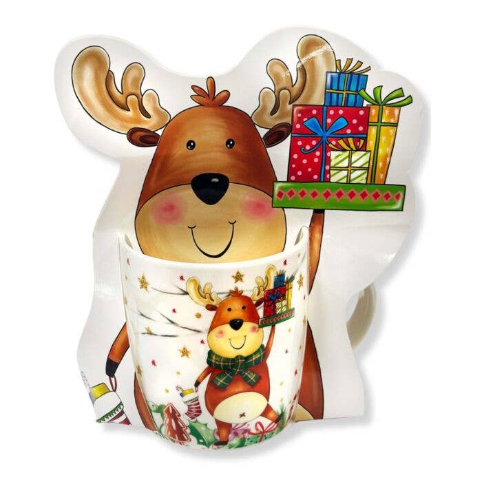 Nouvelle tasse en porcelaine de Chine Cerf 12oz dans une boîte cadeau pour la vente par Clever Monsters