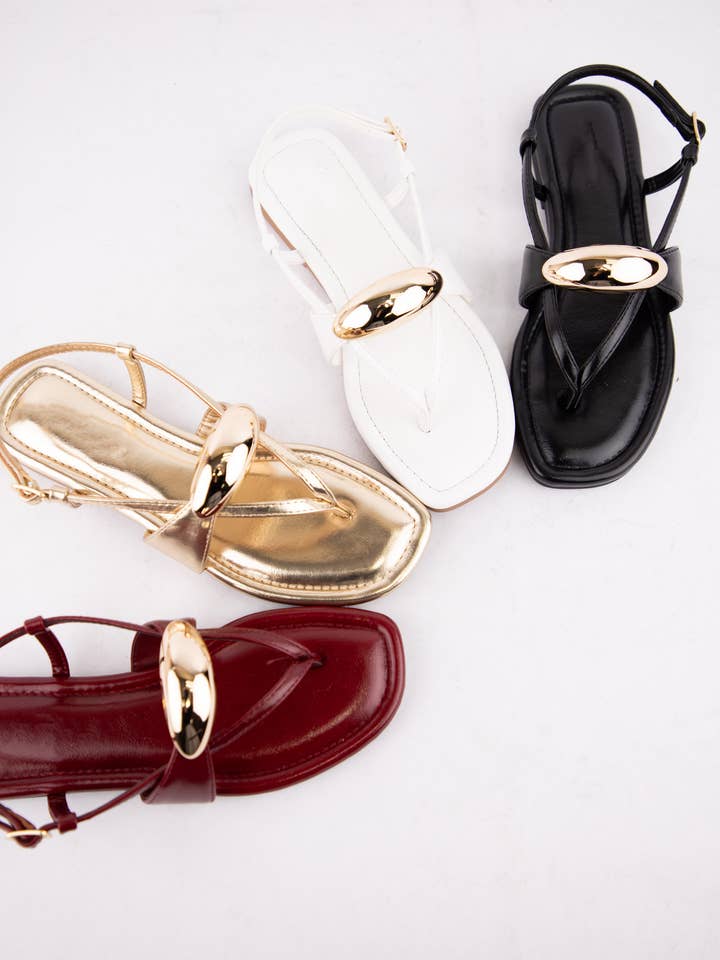 CCOCCI - Wholesale Sandals - Women's - MOESHA GILDED T-STRAP FLAT SANDALS1